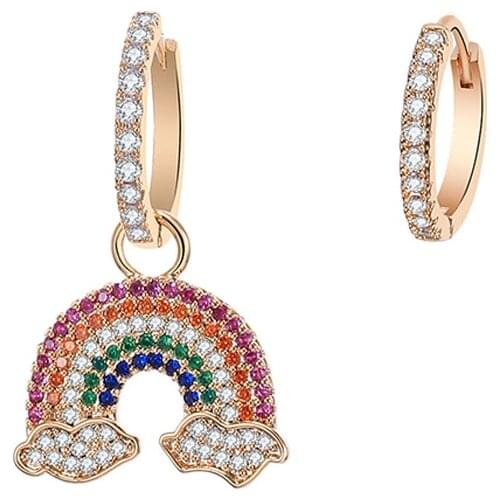 Fashion Gold Color Charm Cubic Zirconia Rainbow Pendant Earring For Women Accseeories Birthday Wedding Party Gift 2019 Wholesale