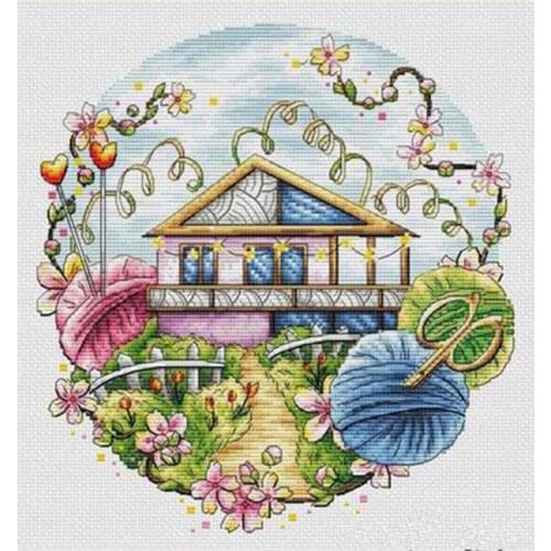 Yarn Cottage in Spring patterns Counted Cross Stitch 11CT 14CT 18CT DIY Cross Stitch Kits Embroidery Needlework Sets