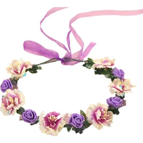 Adult Kids Irregular Faux Rose Flower Headband Flower Girls Bridal Wedding Gradient Colored Wreath Crown Mesh Headpiece
