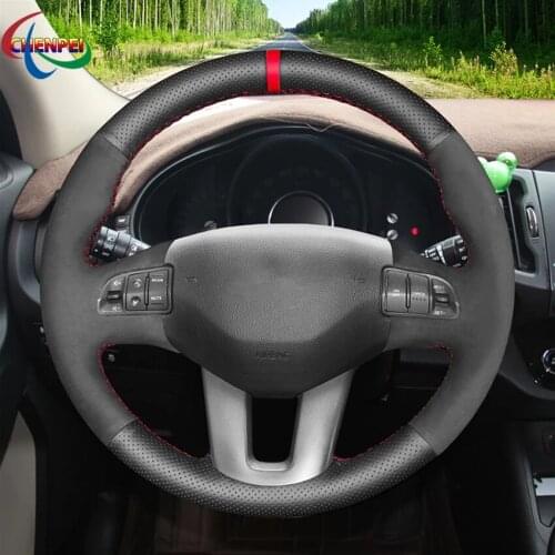 DIY Non-slip Black Leather Car Steering Wheel Cover For Kia Sportage 3 2010-2017 Ceed Cee'd 2009-2012 Car Interior Decoration