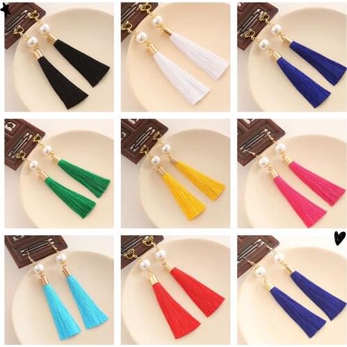 New fashion Bohemian tassel earrings female cotton silk long tassel trend earrings 2021 hot jewelry