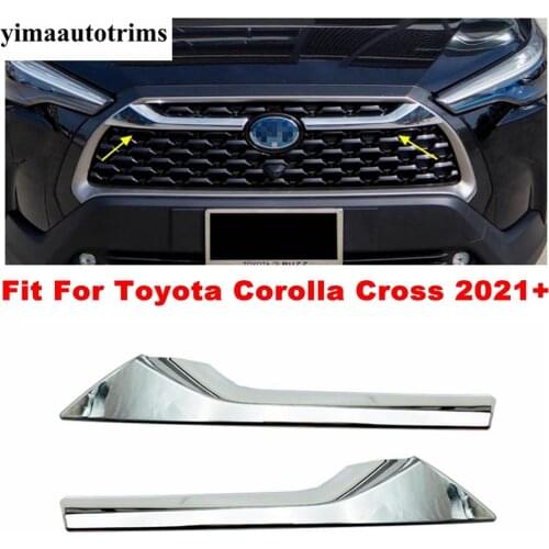 Car Front Middle Mesh Grill Decoration Stripes Garnish Cover Trim ABS Accessories Exterior Kit For Toyota Corolla Cross 2021
