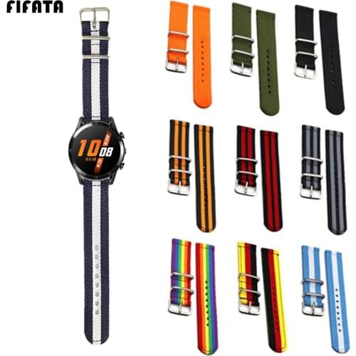 FIFATA Nylon Canvas Watchband For Huawei Watch GT 2 42mm 46mm Strap Bracelet Wrist Band For Huawei Honor GT 2 / GS Pro Correa