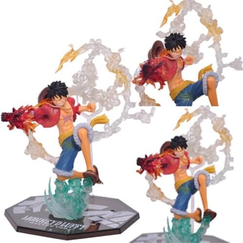 Monkey D Luffy Rubber Fire Fist 3D2Y Battle Ver. Zoro n Luffy Sanji PVC Action Collection Figure Model 14cm