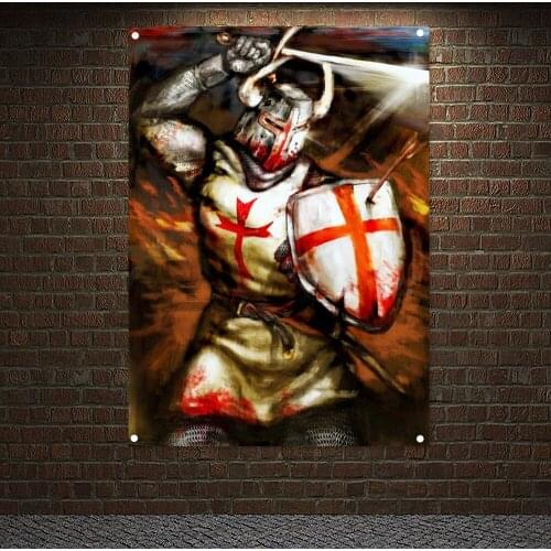 Knights Templar Armor Posters Mural Wallpaper Wall Decor Vintage Crusader Banners Flag Wall Hanging Wall Sticker Home Decor N5