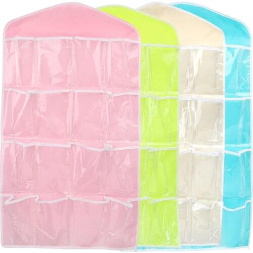 Wardrobe Hanging Holder Socks Briefs Organizer Clothing Hanger Bags for Closet Shoes Underpants Storage 16 Pockets