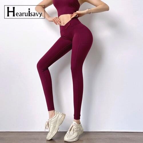 China Style High Waist Yoga Pants Women Tummy Control Workout Leggings Breathable Gym Running Squat Training Legging With Pocket