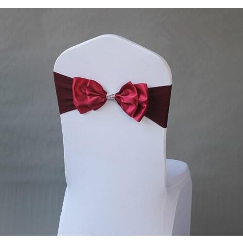 Spandex Wedding Chair Sash Bow Tie Ribbon Amazing Bands Party Banquet Decoration Wholesale With Shiny Belt