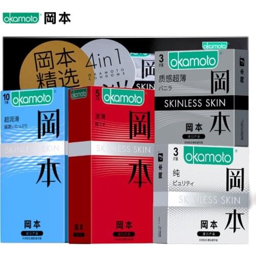 Okamoto 100pcs/Pack Concentration Value 4in1 Ultra Thin Sexy Lubricated Condoms Sex Toys Condom for Men