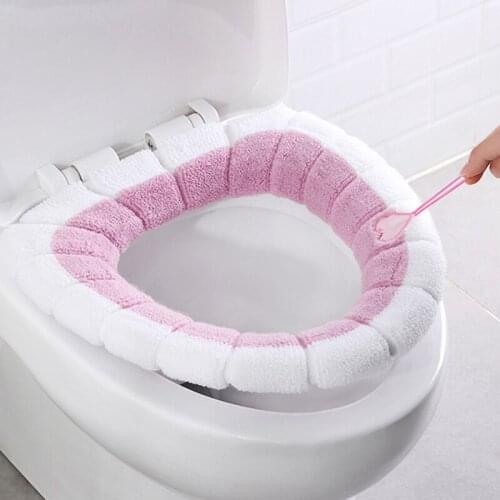 Toilet Seat Mat Set Bathroom Universal Warm Soft Washable Closestool Mat Seat Case Winter Warmer Mat Pad Bidet Covers For Home