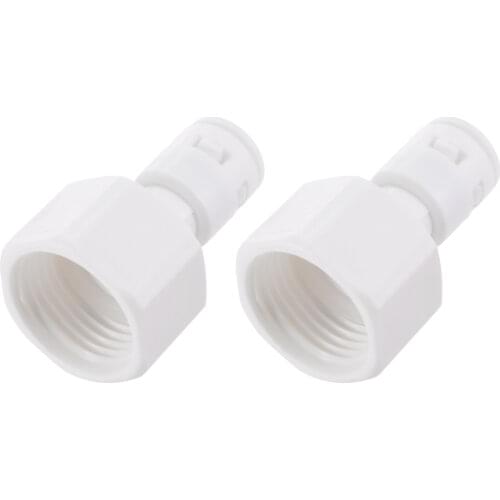 Uxcell Quick Connector G1/2 Female Thread to 1/4" Straight Fittings 40mm for RO Water Purifier White 2Pcs