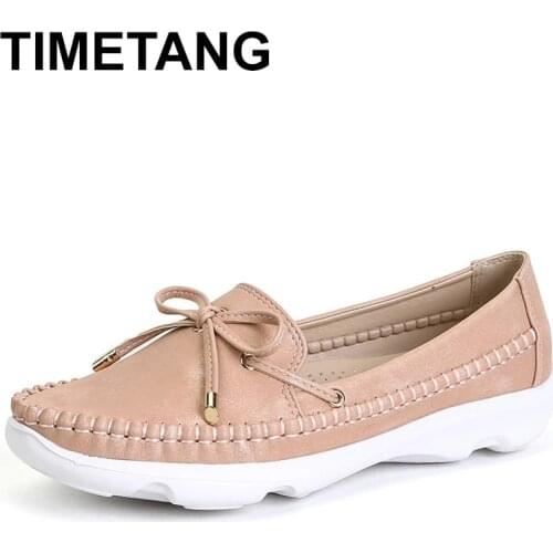 TIMETANGEuropean and American Fashion Womens Shoes Retro Loafers Flat Small Leather Shoes Platform Shallow Mouth Single Shoes