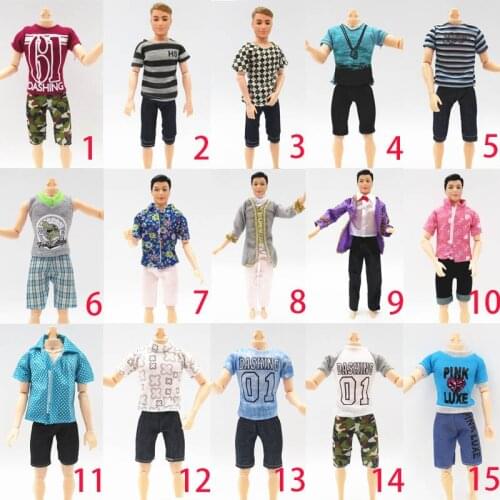 1Set 1/6 Casual Wear Shirt & Trousers Shorts For Ken Dolls Summer Outfits Short Pants Clothes For Barbie Ken Doll Accessories