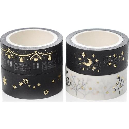 1Roll Gold/Silver Color Bronzing Series Masking Washi Tape DIY Scrapbooking Masking Stickers Stationery Journal Diary Tapes