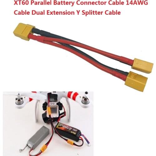 1pcs Xt60 Parallel Battery Connector Cable Dual Extension Y Splitter Silicone Wire