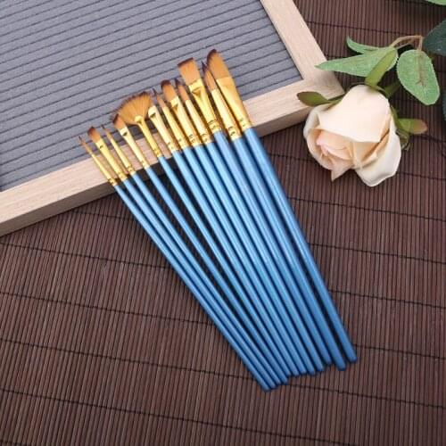 12pcs Nylon Hair Wooden Handle Watercolor Paint Brush Pen Set for DIY Oil Acrylic Painting Art Paint Brushes Art Supplies