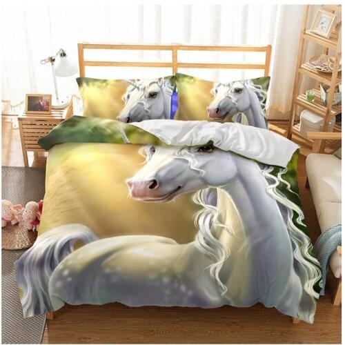 2/3 Pcs Cartoon Unicorn Duvet Cover Set King Queen Single 3D Bedding Sets Kids Girls Bed Set Quilt Comforter Covers Home Textile