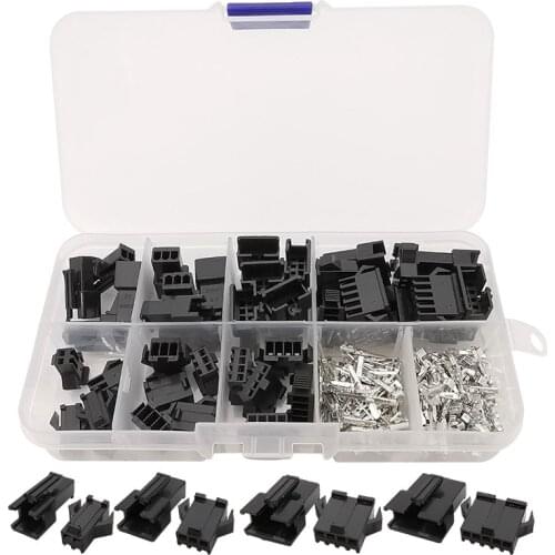 200Pcs/Box JST SM Connector SM 2.54mm Pitch 2P 3P 4P 5 Pin Male Plug Female Jack Plastic Hosuing Pin Header Crimp Terminals Kit