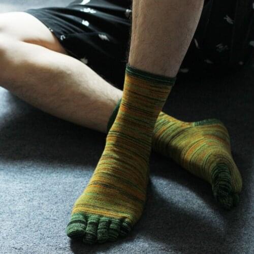3 Pairs Mens Five Finger Socks Stripe Comfort Colorful Male 5 Toe Socks 4 Colors Finger Shoes