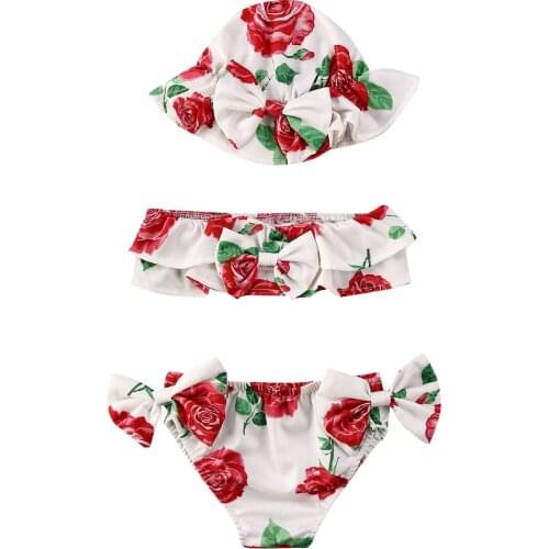 0-24M 3Pcs Toddler Baby Girls Kids Swimsuit Swimwear Bathing Suit Tankini Bikini Sets