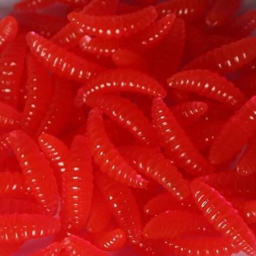 50Pcs 2cm 0.3g Earthworms Maggots Soft Silicon Baits Bread Worms Bionic Lifelike Fishing Carp Collocation Of Hooks Fish Lures