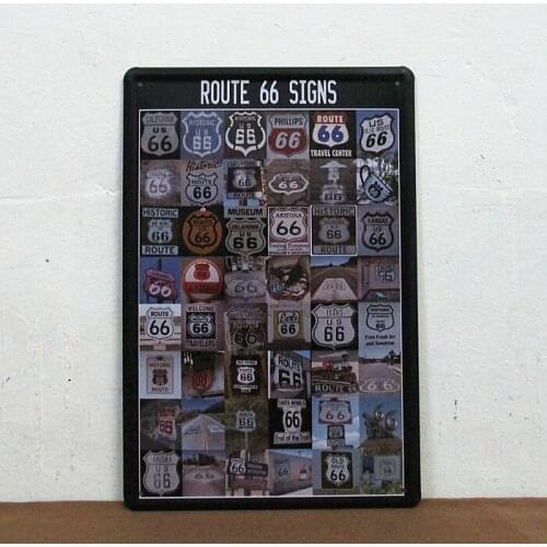 50pcs/lot Metal Sign shabby chic Series of Route 66 signs Tin Sign, for the Man Cave, or Garage E-34 Mix Item 20*30CM