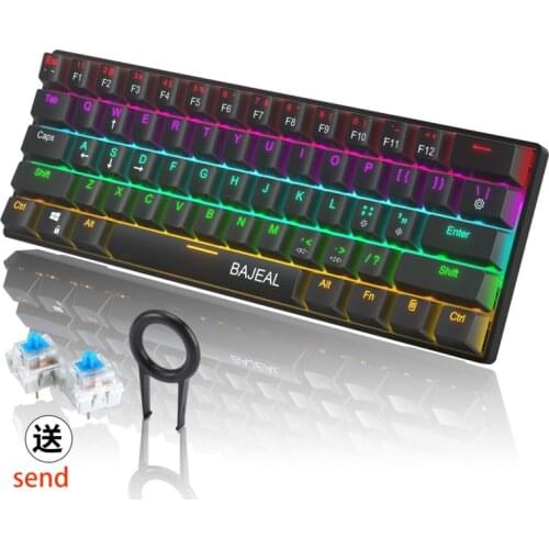 61 Keys Gaming Mechanical Keyboard Type-C Wired RGB Backlit Gamer Mechanical Keyboard For Desktop Tablet Laptop Game E-sport