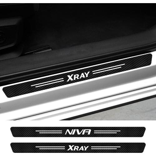 For Lada LARGUS Fl NIVA Bronto Xray Narxi Auto Accessories 4PCS Car Threshold Scuff Protective Sill Sticker Carbon Fiber Decal