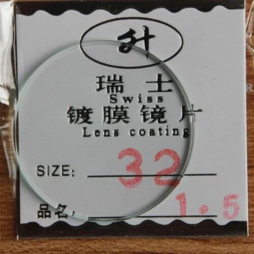 Freeshipping New flat glass watch crystal diameter 32 mm Thick 1.5mm
