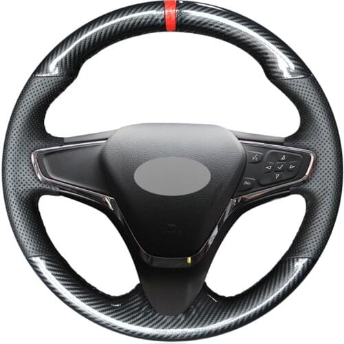 Black Carbon Fiber Leather DIY Hand-stitched Car Steering Wheel Cover for Chevrolet Cruze 2014-2018 Volt 2016 2017 New Cruze