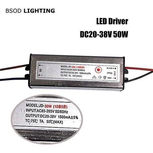BSOD Led Driver DC20-38V 50W 1500mA Led Power Supply Floodlight Driver (10 series 5 parallel) Waterproof IP65 Led Transformer