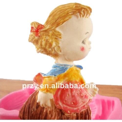 The little girl doll sideways pastoral fondant cake decorating food grade silicone mold chocolate bakeware