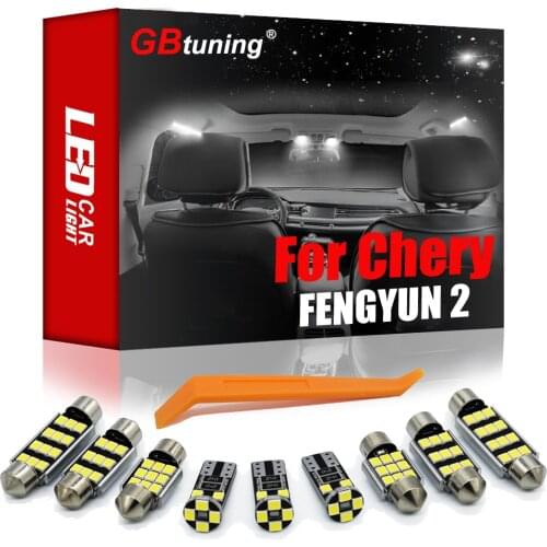 GBtuning Canbus LED 10PCS For Chery FENGYUN 2 2009-2015 Vehicle Interior Dome Map Bulb Trunk Indoor Lamp Light Accessories Kit