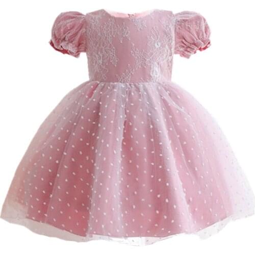 Hot new summer lovely bubble sleeve wedding dress newborn wash dress toddler girls party dress 1234 years old