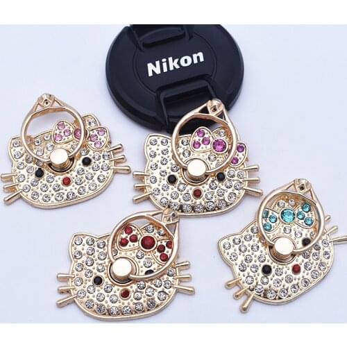 Hello Kitty Diamond Mobile Phone Holder Cartoon Mobile Phone Ring Buckle Anti-fall Mobile Phone Holder Full Metal Bracket