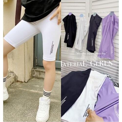 Girls Ice Silk Riding Five-point Pants 2021 Summer New Big Kids All-match Letter Printed Sports Shorts Pants girls leggings