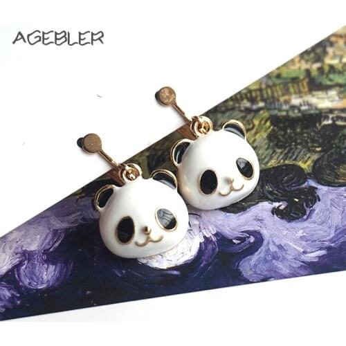 Summer style panda earrings For Women Child Rose Gold Color animal fashion cute Jewelry clip earring kids Gift
