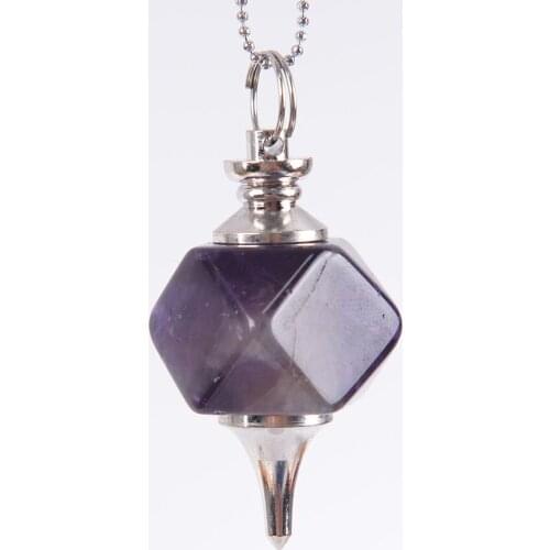 Multifaceted Natural Stone Pendulum for Dowsing Divination Healing Pink Quartz White Crystal Pendant Women Men Jewelry D718—D723