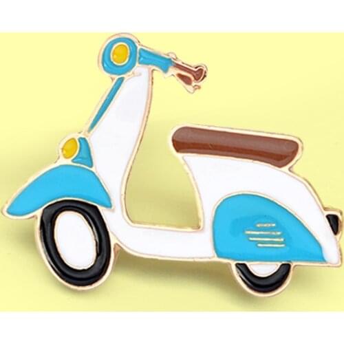 Fashion Motorcycle Bicycle Brooch Pins Blue Motorcycle Enamel Button Badge Clothes Backpack Jewelry Accessories for kids Gift
