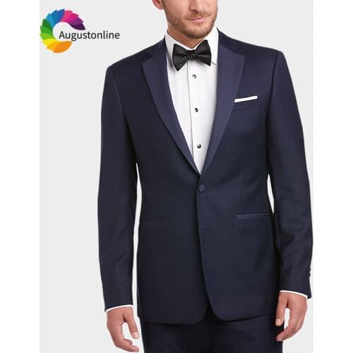 Navy Blue Men Suits Pants 2Pieces Custom Made Wedding Suits Formal Groom Tuxedos Slim Fit Prom Best Man Blazer Evening Party