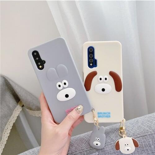 Cartoon dog with pendant Soft Silicone Phone Case For HUAWEI Mate40 Mate30 P40 P30 Pro Nova 8 7 SE 6 5G 5 pro kid New Cute cover