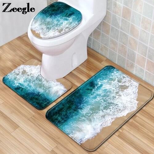 Toilet Rug Set Bathroom Bath Mat Flannel Bathroom Rug Set Anti-slip Toilet Floor Mat Bathroom Foot Pad Shower Mat Bath Mat Set
