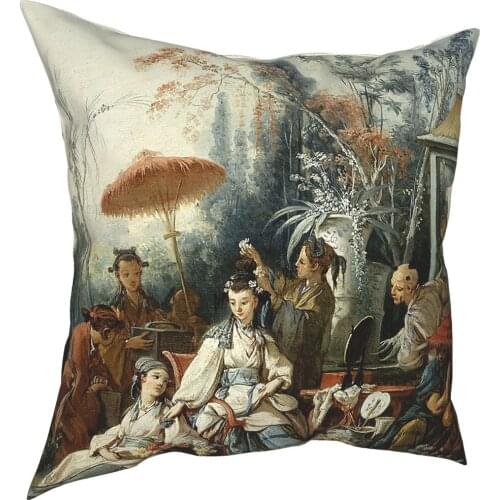 Le Jardin Chinois Francois Boucher Pillow Cover Home Decorative Cushion Cover Throw Pillow for Sofa Double-sided Printing Casual