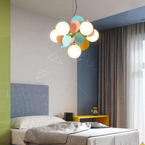 Nordic Multicolor Art Tree Led Pendant Lights Creative Designer Parlor Kids Bedroom Cafe Decoration Light Fixtures