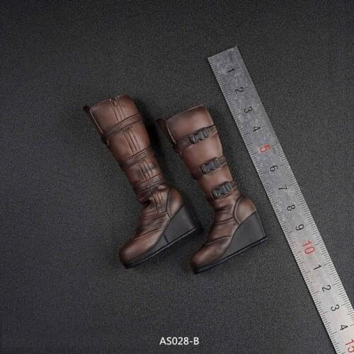 New 1/6 AS028 Brown Middle Long Combat boots Shoes Models for 12 inches Removable Feet