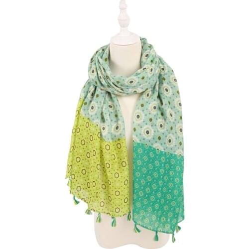 2021 New Cotton Geometry Print Tassel Scarves Shawls Long Beautiful Trendy Flower Muffler Wrap Hijab 6 Color Free Shipping
