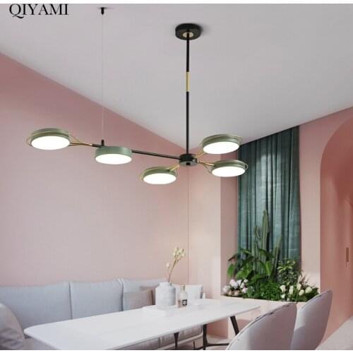 New Yellow Gray Green LED Pendant Lights For Dining Room Parlor Indoor Hanging Lighting Lamps Creative Luminaire Fixtures Lustre