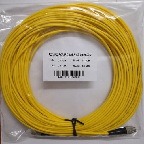 Free Shipping FC UPC Fiber Patch Cable Cord 20m Monomodo FC/UPC-FC/UPC Optical Fiber Jumper