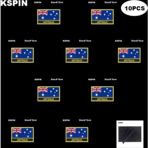 Rectangle National Flag Patch Hook Loop Australia Badges Armband 3D Stick on Jacket Backpack Stickers