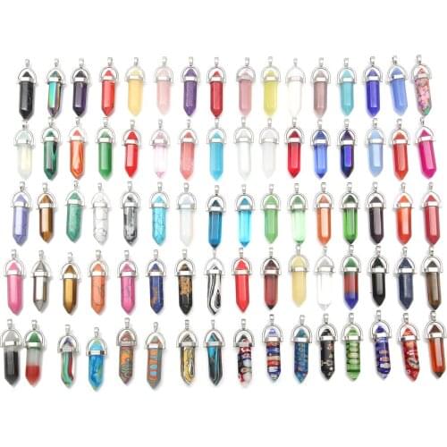 Hexagonal prism Candy color Glass Crystal Opal Turquoise Charms Pendant DIY Jewelry Making Necklace Accessories